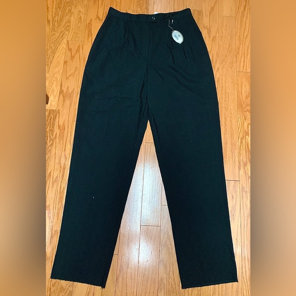 Y2K Vintage NWT Women’s 12 Zanella ANNA Black 100% Wool Pleated Pants - Picture 8 of 16